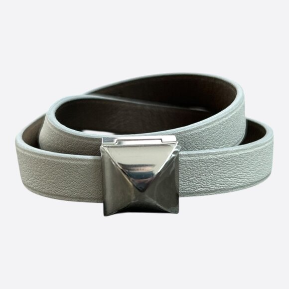Hermes White Swift & Palladium Hardware Medor Double Tour Bracelet